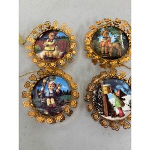 Hummel M J Hummel Swiss AG Zug Switzerland Ornaments Set of 4‎ Goldtone